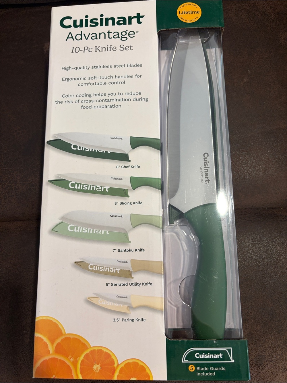 Cuisinart 10-Pc Knife Set with Green Handles